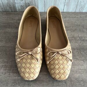 SCHUTZ Arissa Tan Leather Woven Flats Size 9